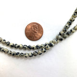 4mm Round Dalmatian Stone Bead, Dalmatian Bead, Dalmatian Bead Strand, 16” Dalmatian Bead Strand