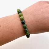 8mm Nephrite Jade Bracelet, Round Nephrite Jade Bracelet, Nephrite Jade Gemstone Bracelet, GCC-1