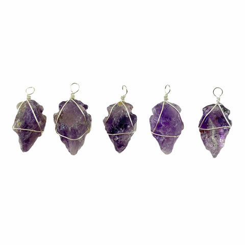 Amethyst Arrowhead Pendant, Wire Wrapped Arrowhead, Arrowhead Necklace, J-22