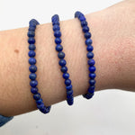 Dainty Lapis Lazuli Bracelet, Round Bead Lapis Bracelet, 3-4mm Lapis Lazuli Bracelet