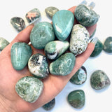 Tumbled Stilbite and Celadonite, Unique Stilbite with Green, Stilbite Tumbled Stone, Celadonite and Stilbite, P-87