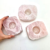 Rose Quartz Candle Holder, Rose Quartz Tea Light Holder, Polished Rose Quartz Candle Holder