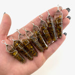 Tiger Eye Orgonite Pendant, Double Terminated Tiger Eye Pendant, Tiger Eye Chips in Resin, J-60