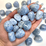 Tumbled Blue Calcite, Blue Calcite Tumble, Polished Blue Calcite Pocket Stone, Healing Blue Calcite, T-159