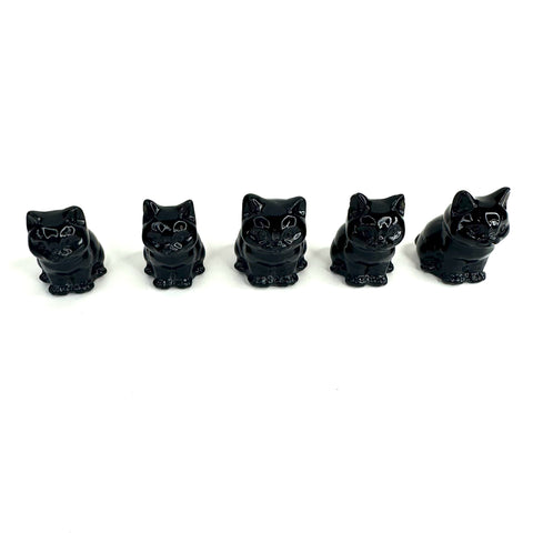 Obsidian Chubby Cat, Obsidian Cat Carving, Obsidian Gemstone Cat Carving, Chubby Kitty Carving, Obsidian Kitty Carving, B-34