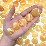 Orange Calcite Flat Stone, Orange Calcite Circle, Orange Calcite Pocket Stone, Polished Orange Calcite, B-60