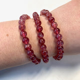 Strawberry Quartz Round Bracelet, 6-7mm Strawberry Quartz Bracelet, Quality Strawberry Quartz Bracelet, A-13