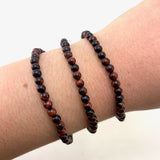 Dainty Red Tigers Eye Bracelet, Round Bead Red Tigers Eye Bracelet, 3-4mm Red Tigers Eye Bracelet, GA-10