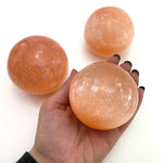 Orange Selenite Sphere, 8cm Selenite Sphere, Peach Selenite Sphere