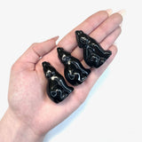 2" Obsidian Wolf, Obsidian Wolf Carving, Howling Obsidian Wolf, Gemstone Obsidian Wolf, B-43